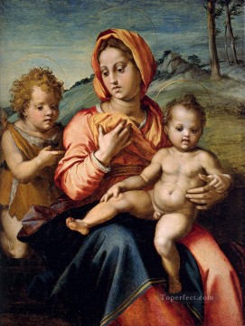  Infant Oil Painting - Madonna And Child With The Infant Saint John In A Landscape renaissance mannerism Andrea del Sarto